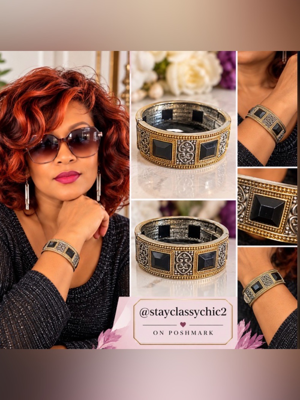 Elegant Gold and Black Bracelet